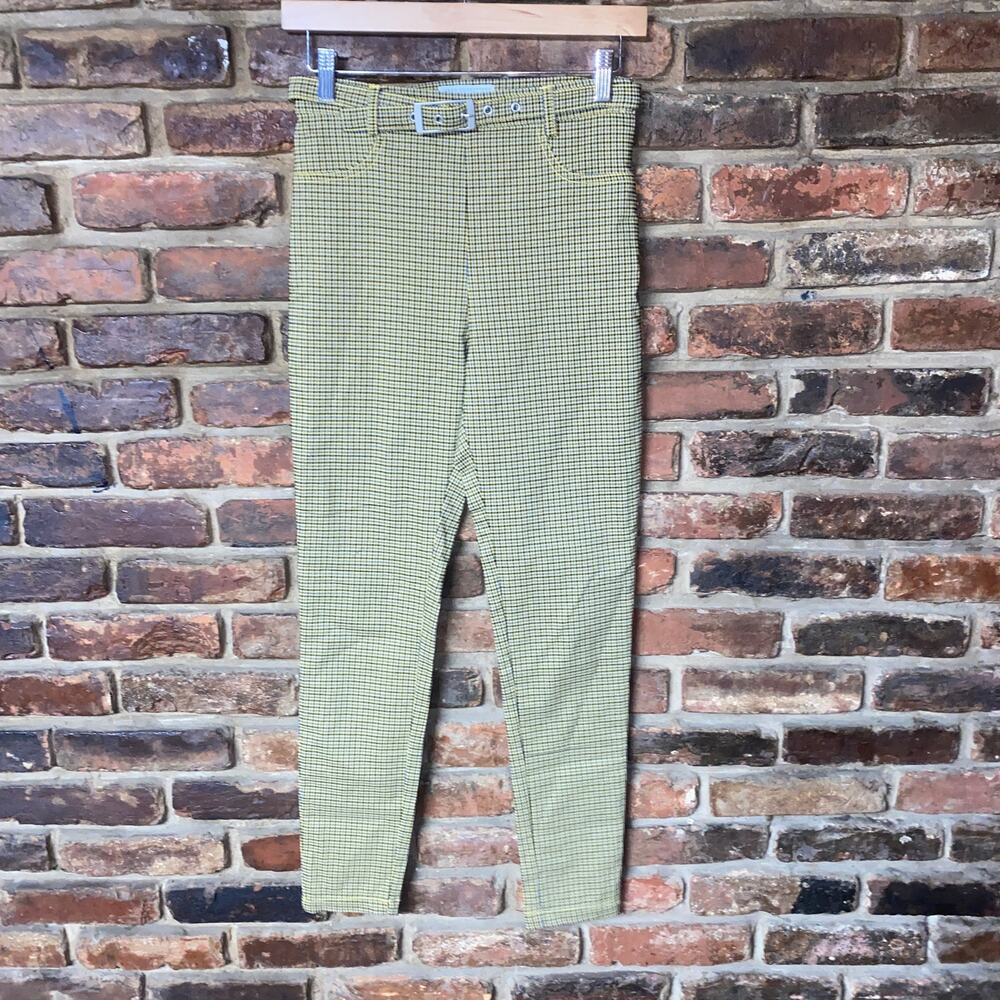 Urban Outfitters Yellow Blue Neve Plaid Slim Trouser Pants Women's Size 4